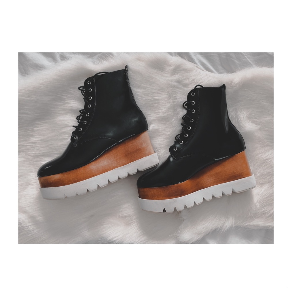 Jeffrey Campbell Wood Platform Combat Boots